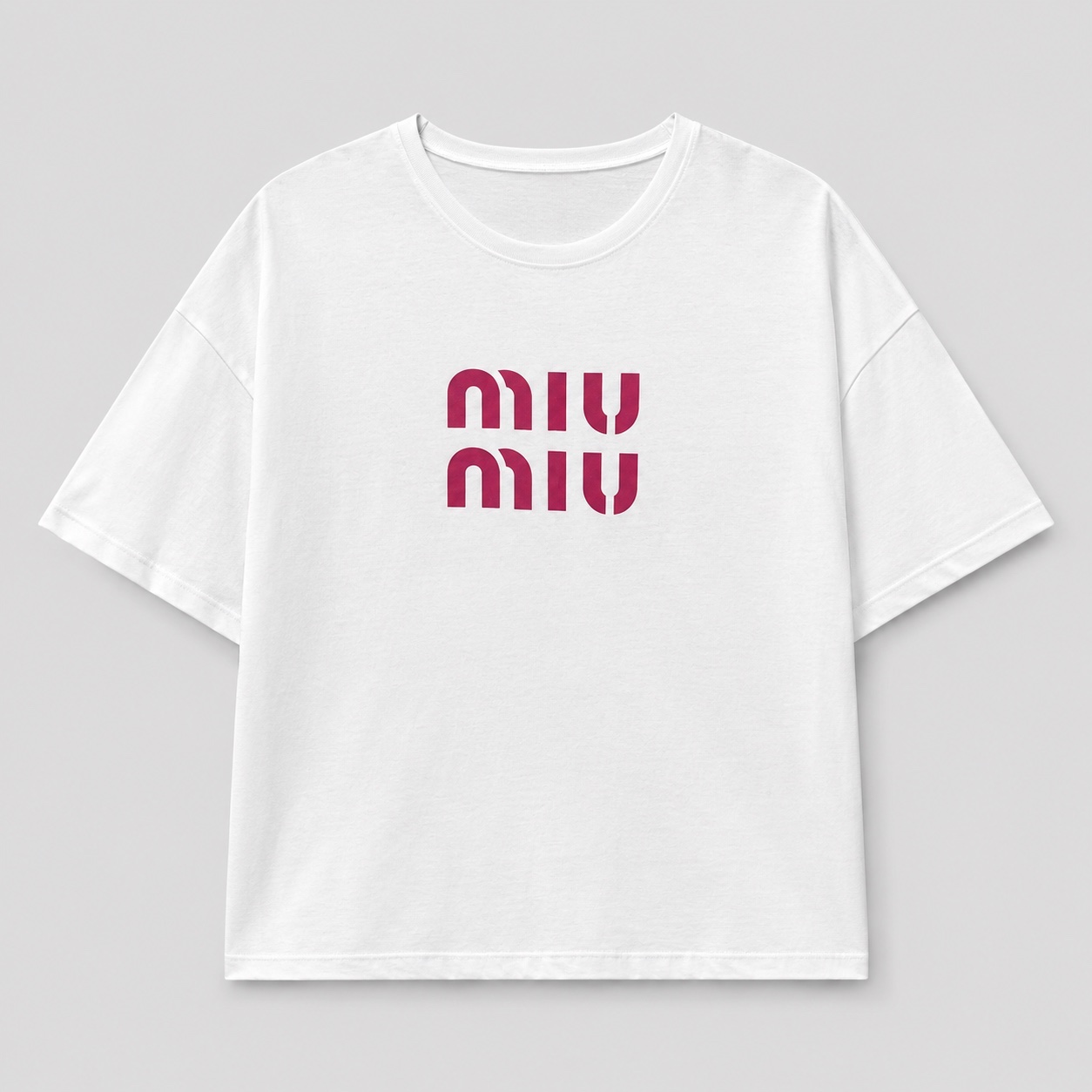تیشرت زنانه باکسی طرح MIU MIU ترند