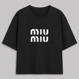 تیشرت زنانه باکسی طرح MIU MIU ترند
