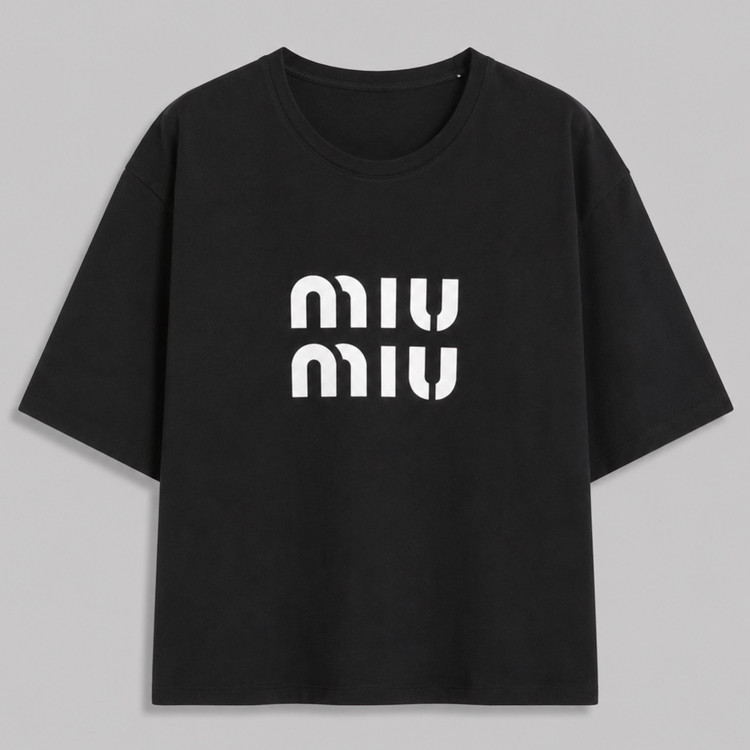 تیشرت زنانه باکسی طرح MIU MIU ترند