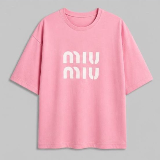 تیشرت زنانه باکسی طرح MIU MIU ترند