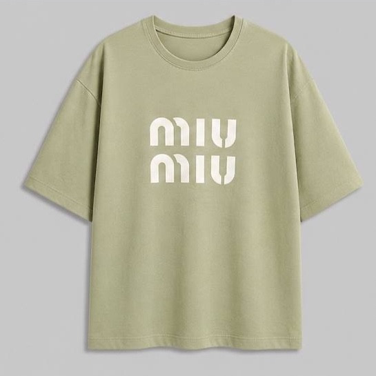 تیشرت زنانه باکسی طرح MIU MIU ترند