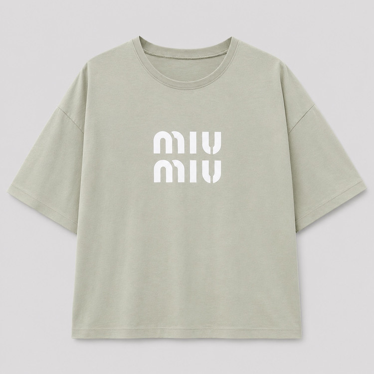 تیشرت زنانه باکسی طرح MIU MIU ترند