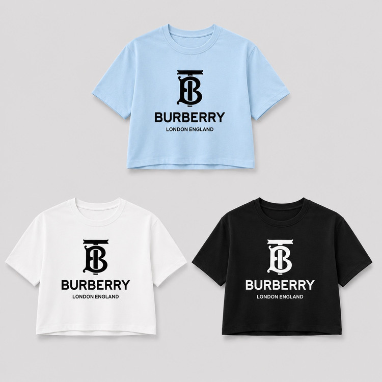 کراپ تیشرت طرح BURBERRY جنس پنبه